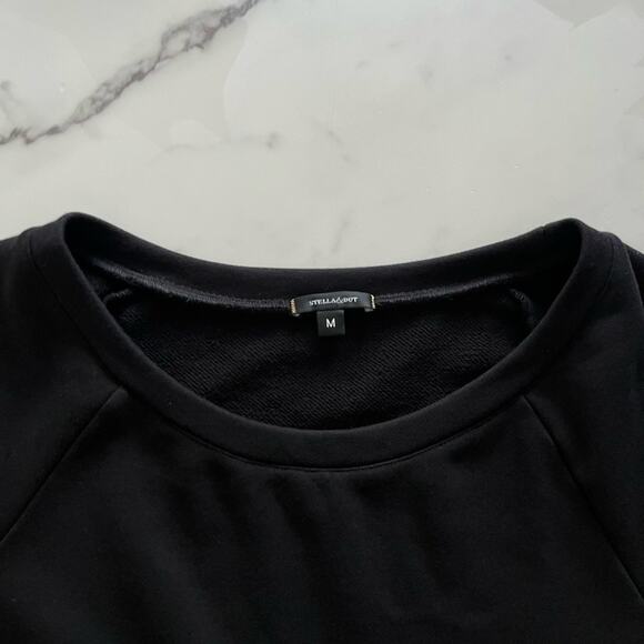 Stella and dot 2 in 1 pullover black striped sweatshirt varsity sweater Size M - Picture 7 of 9